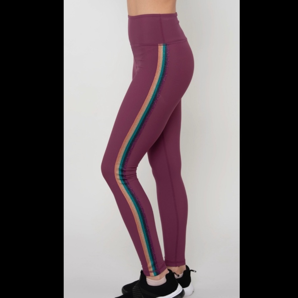 Spiritual Gangster High Waisted Glitter Tape Leggings Mauve Medium